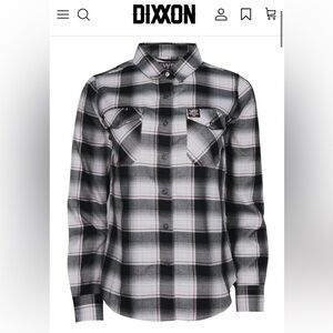 NWOT DIXXON FLANNEL COMPANY SANTAN SPIRITS  BLACK WHITE FLANNEL SNAP SHIRT (M)